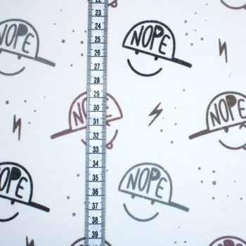 Preview: French Terry Eigenproduktion NOPE Smiley offwhite